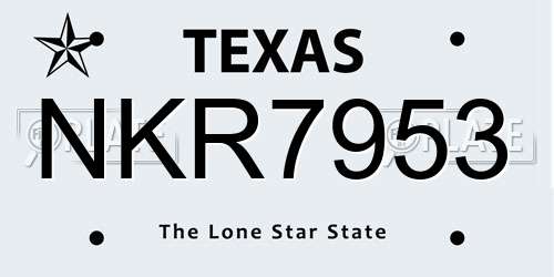 NKR7953 Texas License Plate