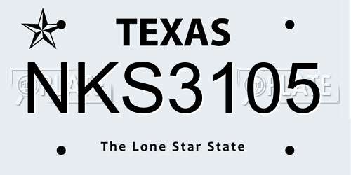 NKS3105 Texas License Plate