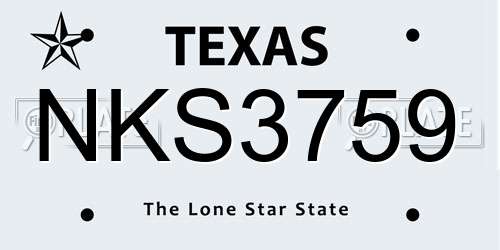 NKS3759 Texas License Plate