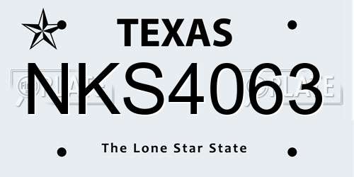 NKS4063 Texas License Plate