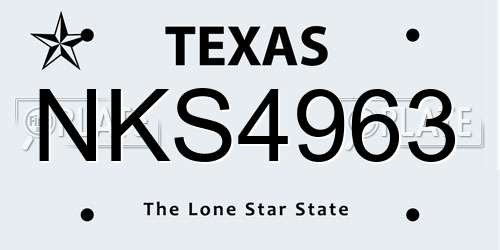 NKS4963 Texas License Plate