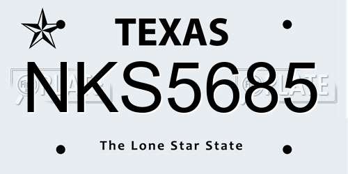 NKS5685 Texas License Plate