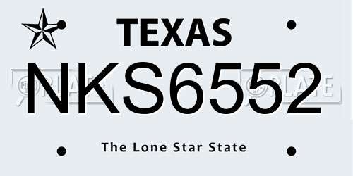 NKS6552 Texas License Plate