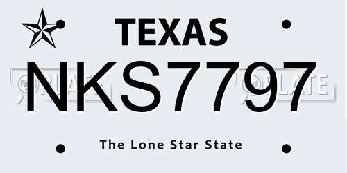 NKS7797 Texas License Plate