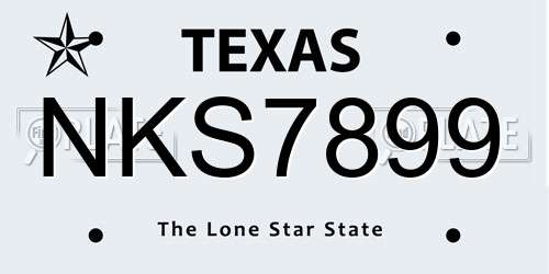 NKS7899 Texas License Plate