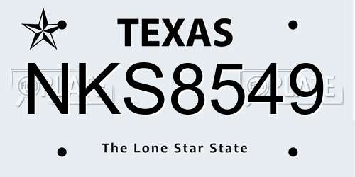 NKS8549 Texas License Plate