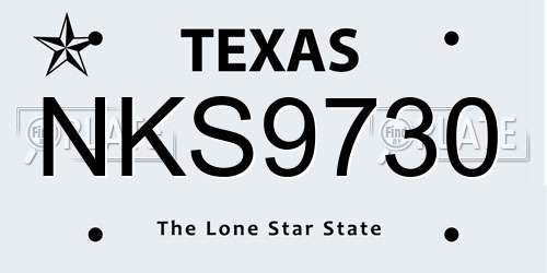 NKS9730 Texas License Plate