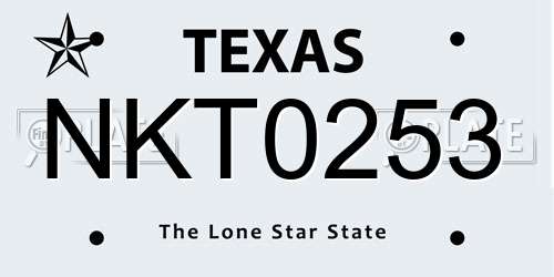 NKT0253 Texas License Plate