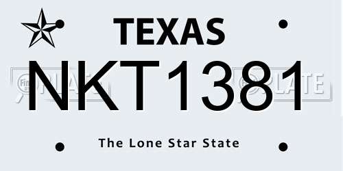 NKT1381 Texas License Plate