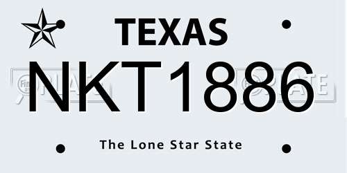 NKT1886 Texas License Plate