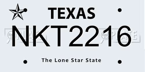 NKT2216 Texas License Plate