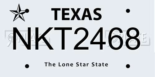 NKT2468 Texas License Plate