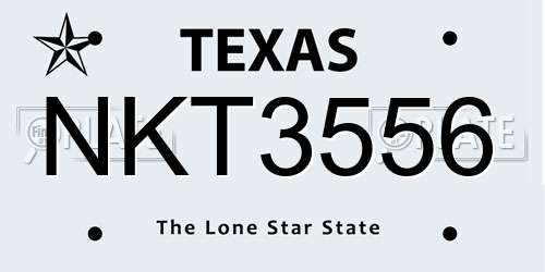 NKT3556 Texas License Plate