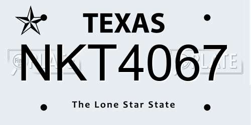 NKT4067 Texas License Plate