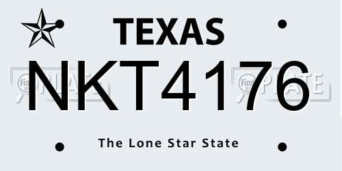 NKT4176 Texas License Plate
