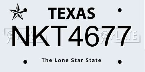 NKT4677 Texas License Plate