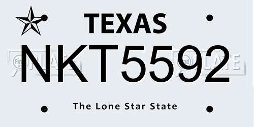 NKT5592 Texas License Plate