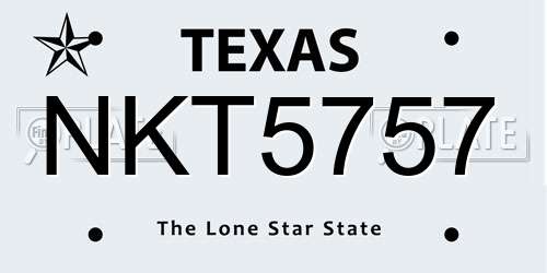 NKT5757 Texas License Plate