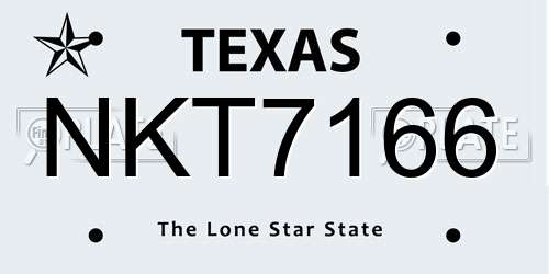NKT7166 Texas License Plate
