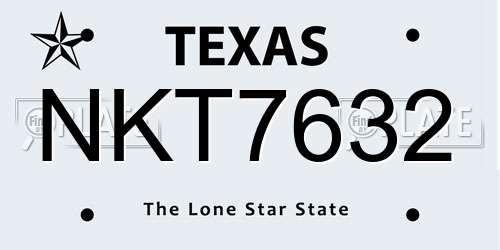NKT7632 Texas License Plate