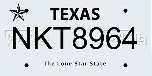 NKT8964 Texas License Plate