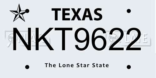 NKT9622 Texas License Plate