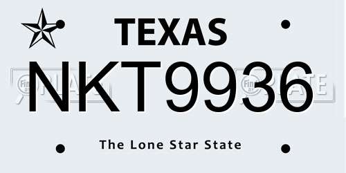 NKT9936 Texas License Plate