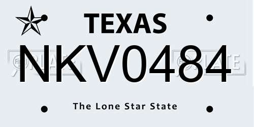 NKV0484 Texas License Plate
