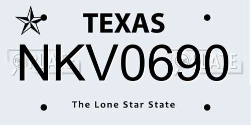 NKV0690 Texas License Plate