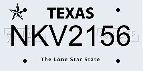 NKV2156 Texas License Plate