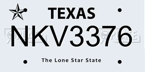 NKV3376 Texas License Plate