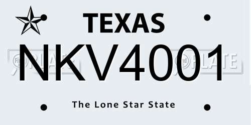 NKV4001 Texas License Plate