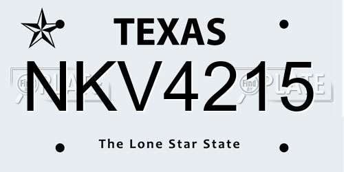 NKV4215 Texas License Plate