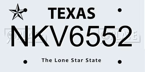 NKV6552 Texas License Plate