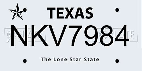 NKV7984 Texas License Plate