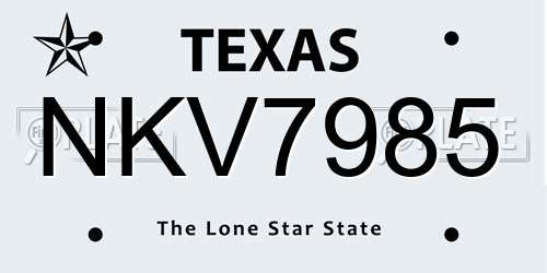 NKV7985 Texas License Plate