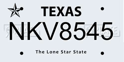 NKV8545 Texas License Plate