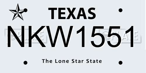 NKW1551 Texas License Plate