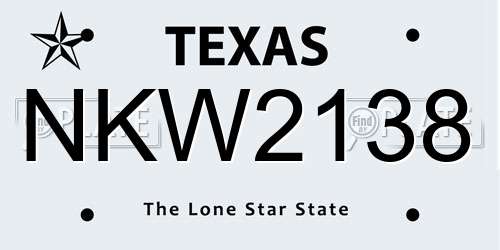 NKW2138 Texas License Plate