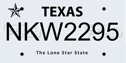 NKW2295 Texas License Plate