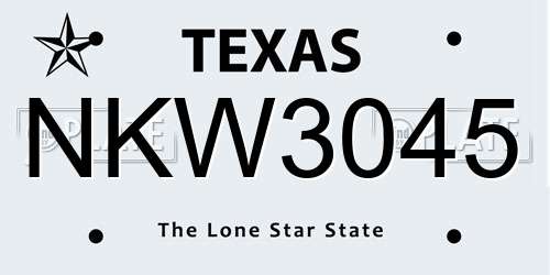 NKW3045 Texas License Plate