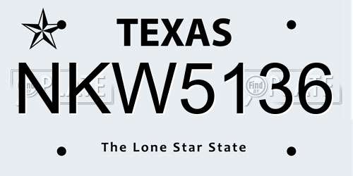 NKW5136 Texas License Plate