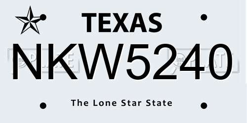 NKW5240 Texas License Plate