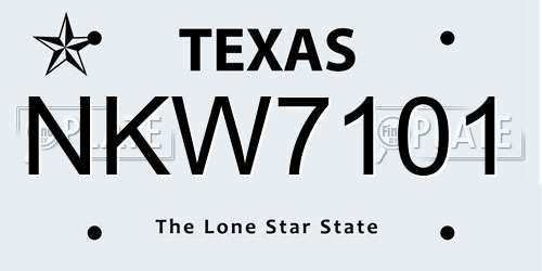 NKW7101 Texas License Plate