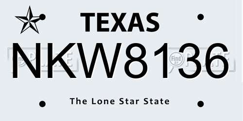 NKW8136 Texas License Plate