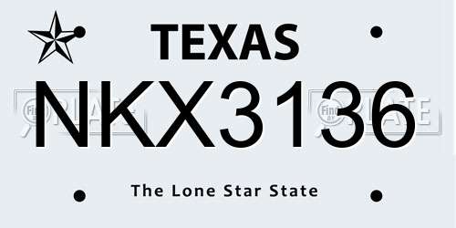 NKX3136 Texas License Plate