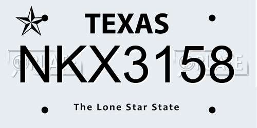 NKX3158 Texas License Plate