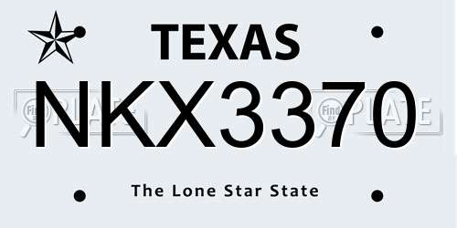 NKX3370 Texas License Plate