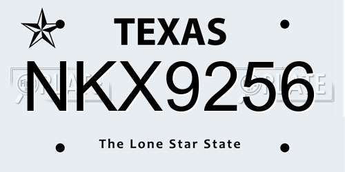 NKX9256 Texas License Plate