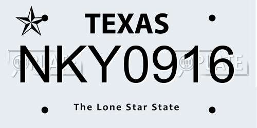 NKY0916 Texas License Plate